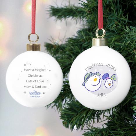 Personalised The Snowman & The Snowdog Bauble Extra Image 1